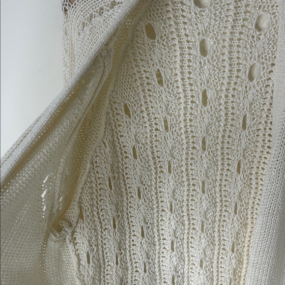 J. JILL Cream Open Knit Long Cardigan Size XL Petite - Picture 13 of 15